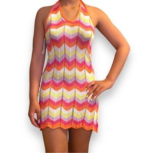 Cotton Candy LA. Sunkist Crochet Mini Tie Up Dress Women’s Small